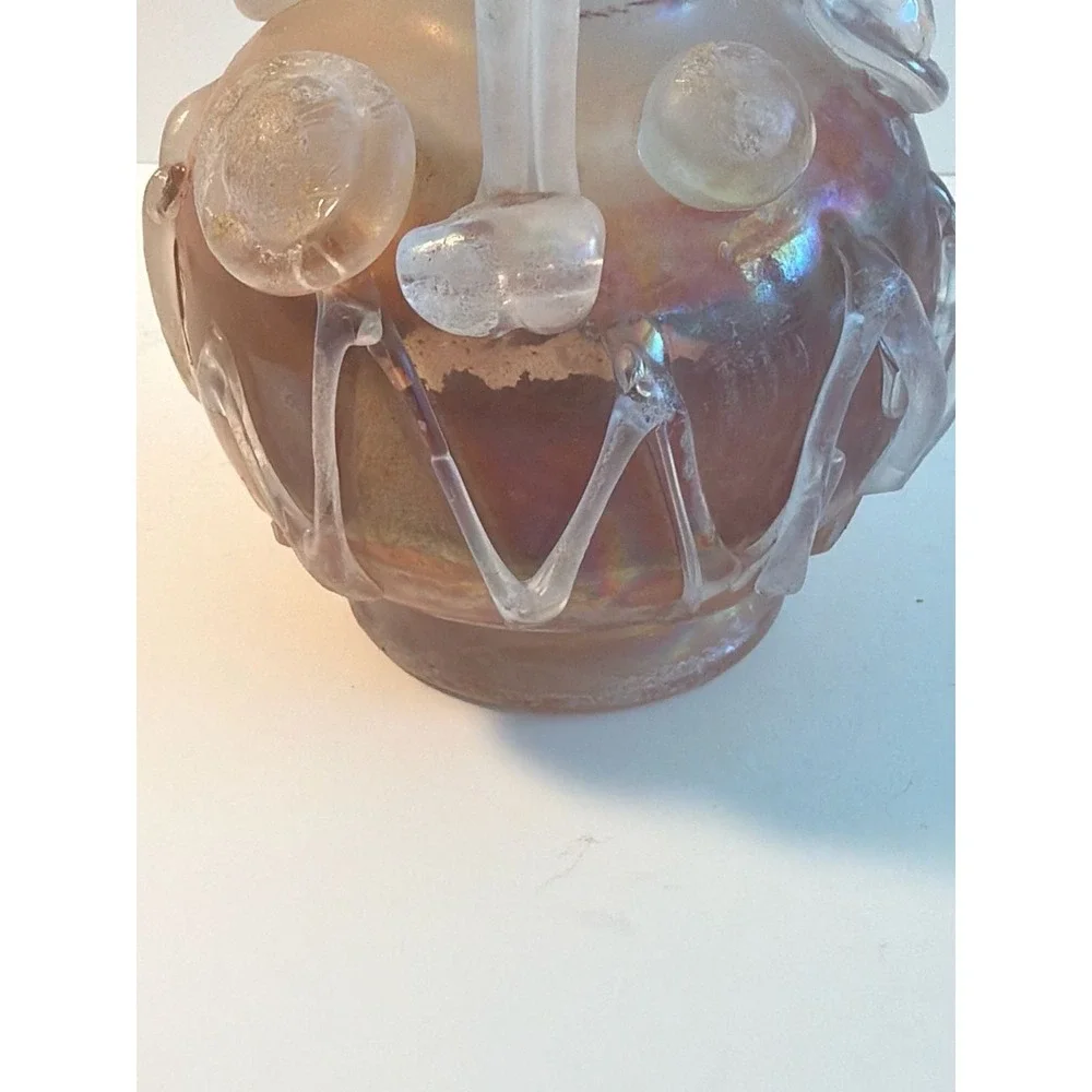 Vintage Murano Scavo Iridescent Art Glass Vase w/Crimp Handles‎ 5